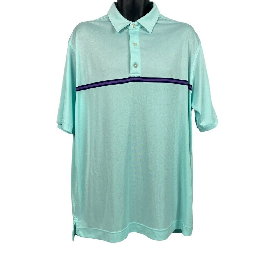 Footjoy Mens Polo Golf Shirt Short Sleeve Aqua Blue XL